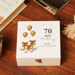 ukgiftstoreonline Personalised 70th Birthday Gift Keepsake Wooden Box Present Design.