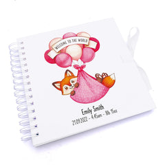 Personalised Baby Girl Scrapbook Photo Album With Fox Welcome To The World