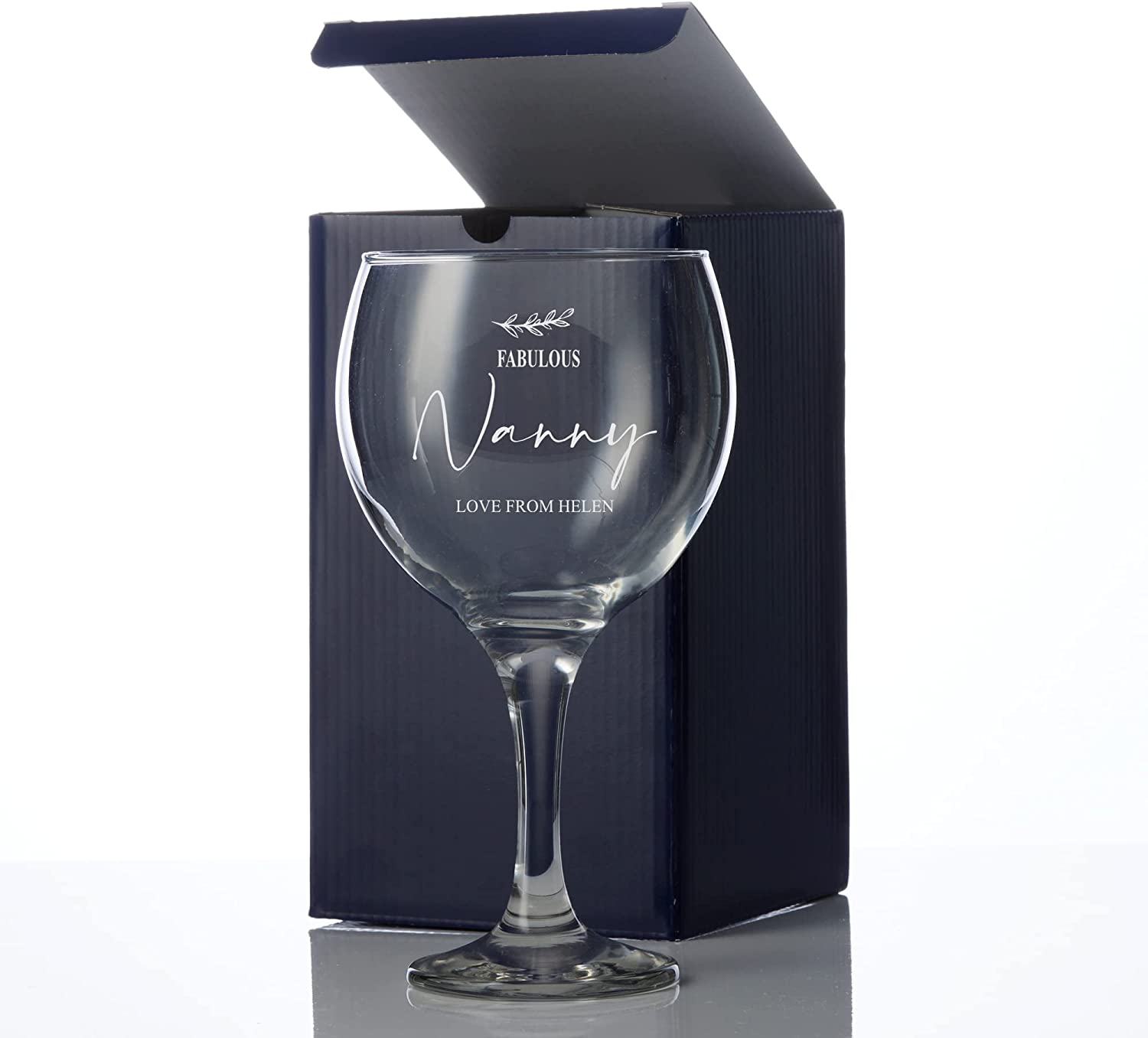 Personalised Nanny Gin and Tonic Glass with Sentiment Gift Boxed