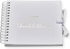 Precious Grandchildren White Scrapbook Photo album With Gold Script Leaf Design