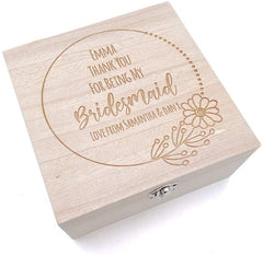 Personalised Thank you Bridesmaid Wooden Memory Box Gift