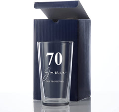 Personalised Engraved 70th Birthday Beer Perfect Pint Glass Gift