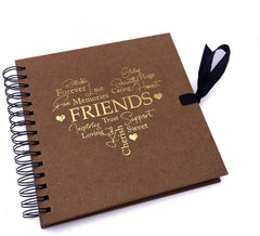 Friends Brown Scrapbook, Guest Book Or Photo Album with Gold Script