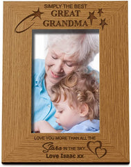 Personalised The Best Great Grandma Photo Picture Frame Oak Wood Finish
