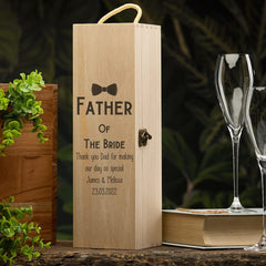 Personalised Wooden Wine Champagne Box Father Of The Bride Gift - ukgiftstoreonline