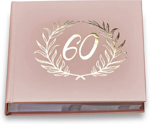 60th Birthday Pink Photo Album Gold Laurel Wreath