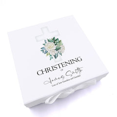 ukgiftstoreonline Personalised Christening Green Cross Keepsake Memory Box Gift