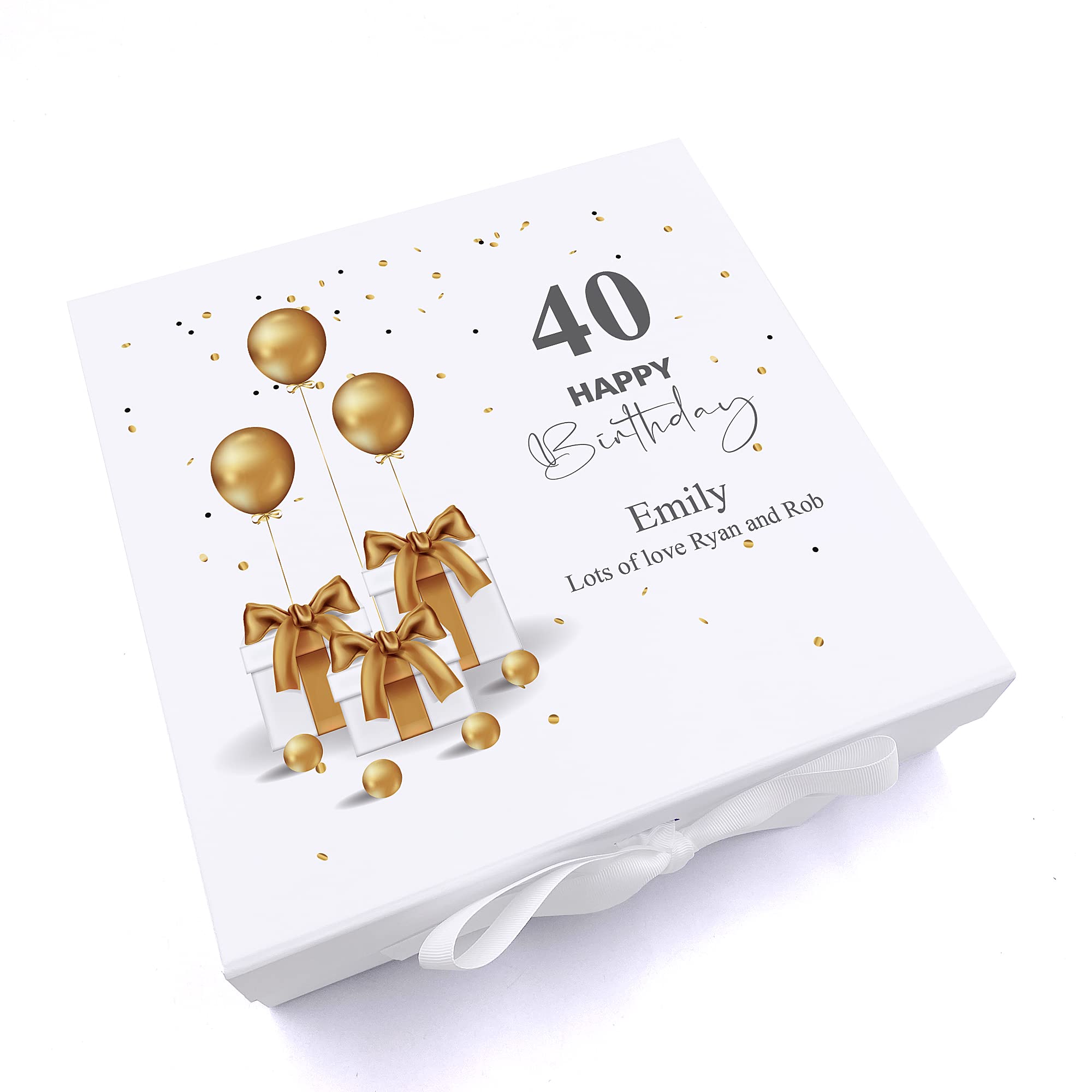 Personalised 40th Birthday Keepsake Memory Box Gold Presents
