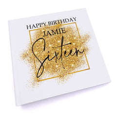 Personalised 16th Birthday Photo Album Gift With Gold Sparkles Design