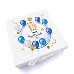 ukgiftstoreonline 13th Birthday Gift Personalised Keepsake Memory Box With Blue Balloons