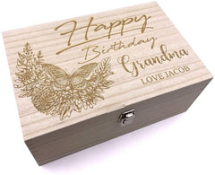 ukgiftstoreonline Personalised Birthday Butterfly Theme Large Wooden Keepsake Memories Box