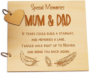Mum & Dad Remembrance In Loving Memory Wooden Guest Book, Scrap Book or Photo Album
