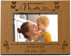 Personalised Wonderful Mum Engraved Wooden Photo Frame Gift