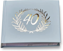 40th Birthday Blue Photo Album Gold Laurel Wreath