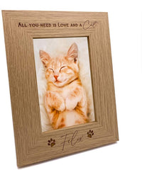 ukgiftstoreonline Personalised Cat Photo Frame All You Need Is Love And A Cat