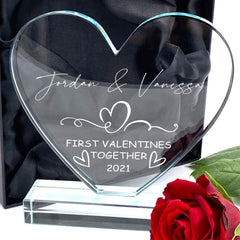 ukgiftstoreonline Personalised First Valentines Gift Large Jade Glass Heart
