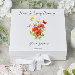 Personalised Mum Remembrance Keepsake Memory Box Butterflies and Flowers
