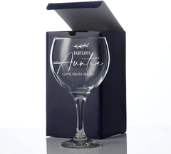 Personalised Auntie Gin and Tonic Glass with Sentiment Gift Boxed