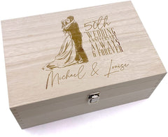 50th Wedding Anniversary Gift Personalised Wooden Memory Keepsake Box