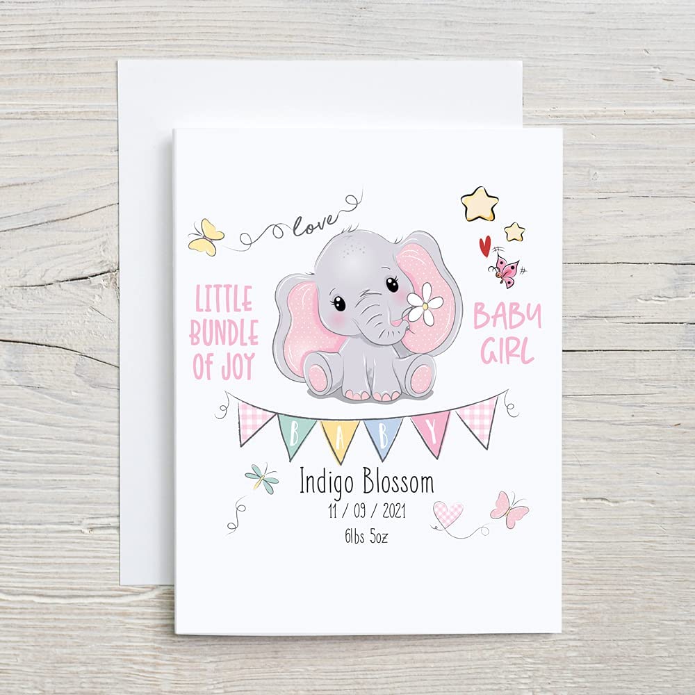 Personalised Little Bundle Of Joy Baby Girl Birthday Card