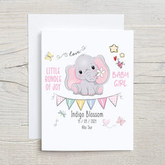 Personalised Little Bundle Of Joy Baby Girl Birthday Card
