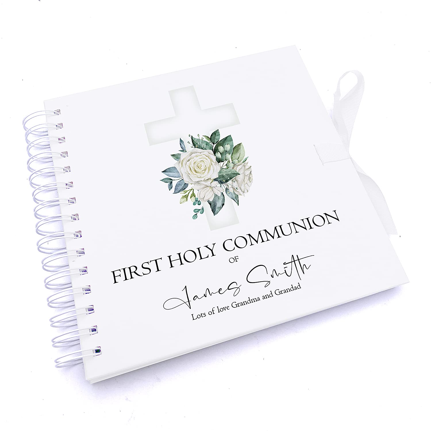 Personalised First Holy Communion Green Cross Guestbook Scrapbook Photo Album