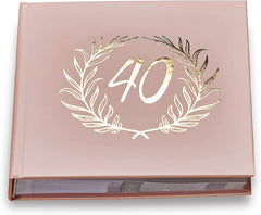 40th Birthday Pink Photo Album Gold Laurel Wreath