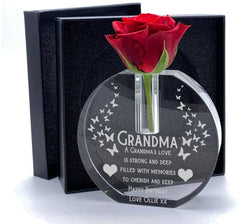 ukgiftstoreonline Personalised Grandma Gift Crystal Glass Flower Vase With Engraving Boxed