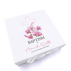 ukgiftstoreonline Personalised Baptism Pink Cross Keepsake Memory Box Gift