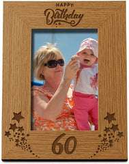 Happy 60th Birthday Portrait Photo Frame Star Design Gift