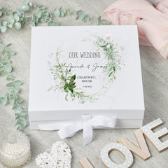 Personalised Wedding Keepsake Box Gift With Botanical Design