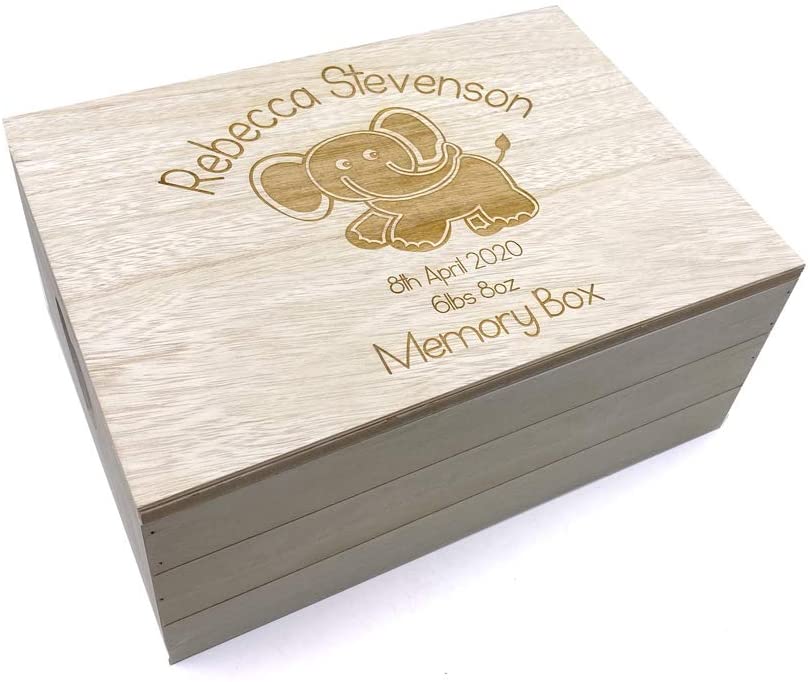ukgiftstoreonline Personalised Antique Wooden Baby Keepsake Memory Box Gift
