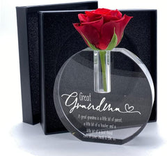 Engraved Great Grandma Crystal Glass Flower Vase Gift Present