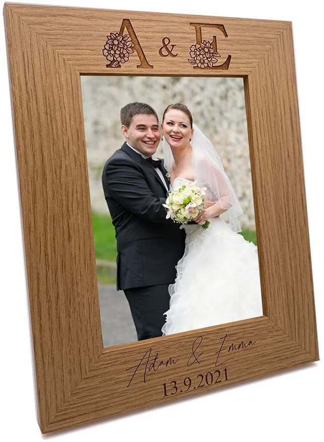 Personalised Beautiful Floral Wedding Photo Frame gift Portrait FW567