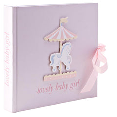 Baby Photo Album - 4'x6' - Carousel Design - Pink Baby Girl