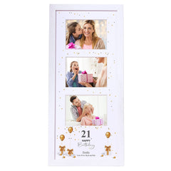 Personalised 21st Birthday Triple Photo Frame Keepsake With Presents