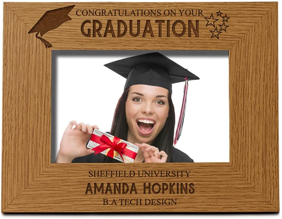 Personalised Graduation Photo Frame Star and Hat Design Keepsake Gift