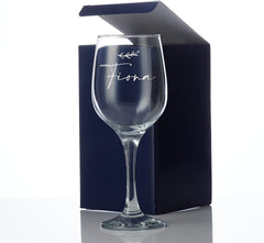 Personalised Botanical Theme Any Name Engraved Wine Glass Gift Boxed