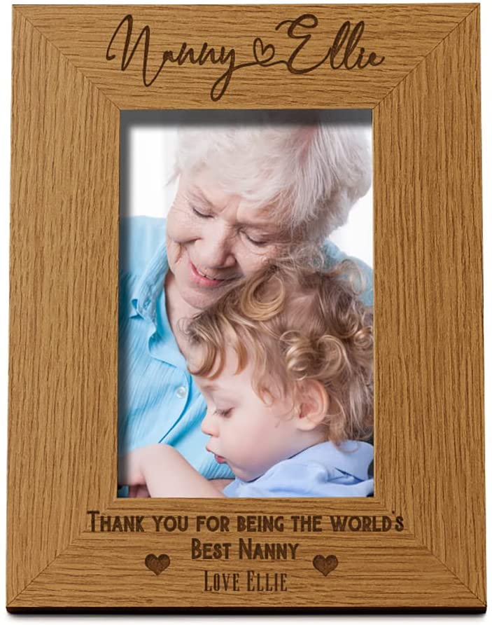 Personalised Best Nanny With Name Portrait Photo Frame Gift
