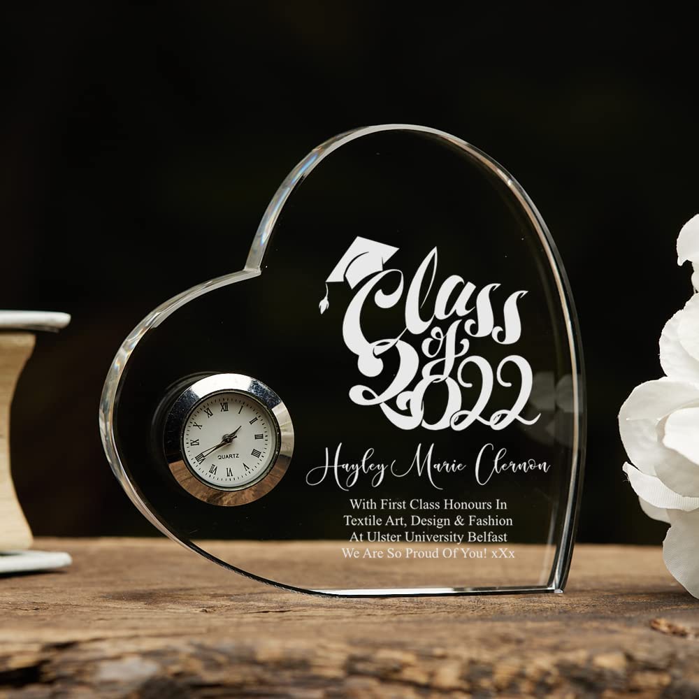 Clock Gradus Engraved Personalised Graduation Crystal Glass Clock With Year ...