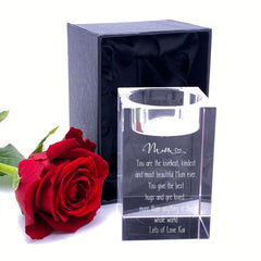 Personalised Mum Tea Light Candle Holder With Sentiment