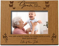 Personalised Wonderful Gran Engraved Wooden Photo Frame Gift