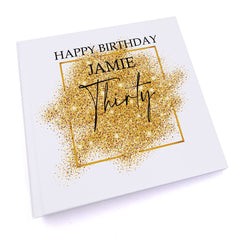 Personalised 30th Birthday Photo Album Gift With Gold Sparkles Design