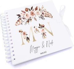 Personalised Boho Style Golden Text Wedding Scrapbook Photo Album