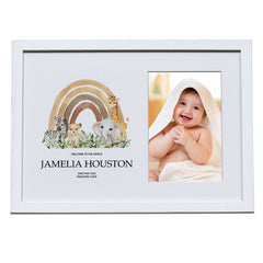 Personalised New Baby Photo Keepsake Frame With Jungle Sari