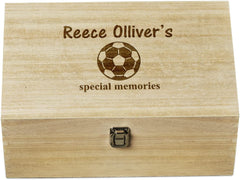 Personalised Large Wooden Memory Keepsake Box Football Design