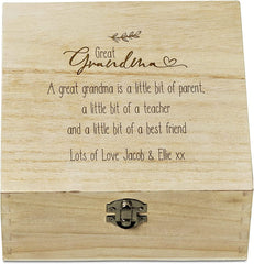 Personalised Grandma Sentiment Wooden Keepsake Box Gift Engraved
