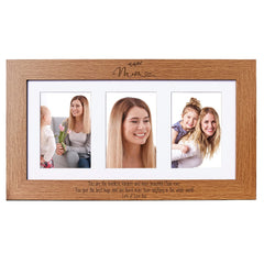 Personalised Mum Sentiment Wooden Triple Photo Frame Engraved