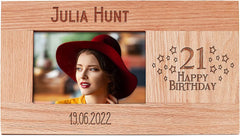 Personalised 21st Birthday Photo Frame Gift Solid Oak With name and date