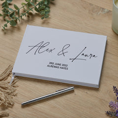 Personalised Modern Wedding Lined Guest Book Printed 80 Pages